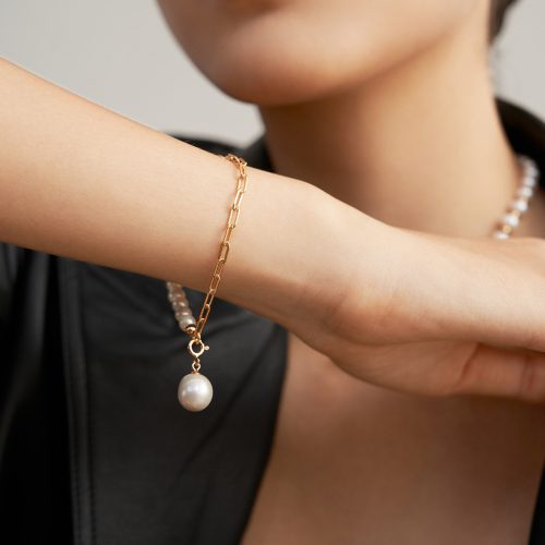 Half Pearl Half Chain Bracelet